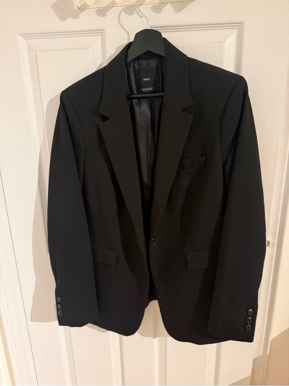 Mango Men's Black Single-Button Blazer
